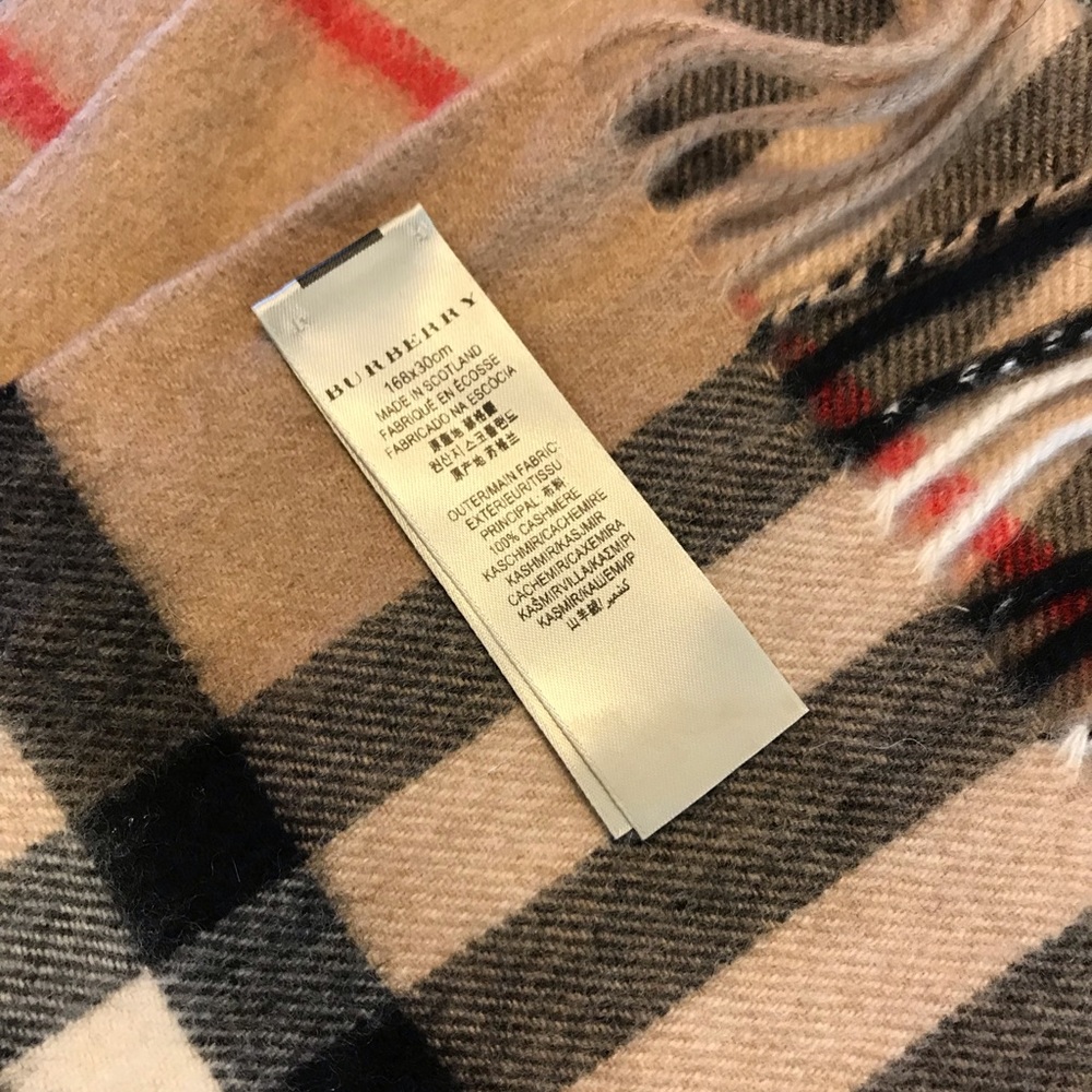 Burberry Classic Check Cashmere Scarf in Beige, Black, White, Red - Picture 4 of 9